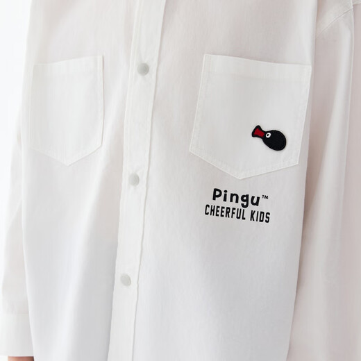M.Latin shopping mall same style M.Latin children's shirt 25 autumn new big children pingu cooperation white long-sleeved shirt semi-bleached 120