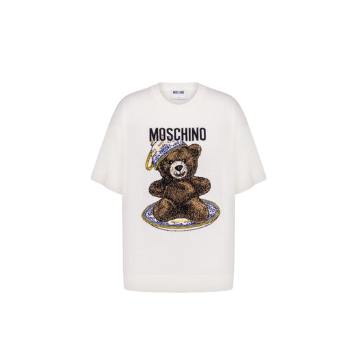 MOSCHINOMOSCHINO 25 Earnom Automne Femme's Teddy Bear Imprime à manches courtes Pull White XS