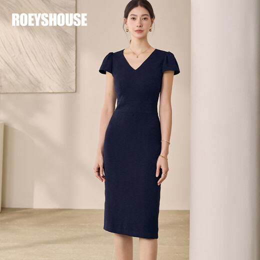 ROEYSHOUSE Luo Yi intellectual professional texture dress women's 2025 summer new high-end dark blue slim skirt 12119 dark blue M
