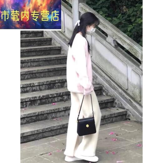 酷章（KUZHANG）休闲裤女装套装2025年春季新款小个子慵懒风穿搭针织毛衣阔腿裤子 3882灰色毛衣+加厚阔腿裤 均码 s
