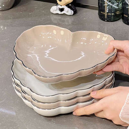 咏幻感陶瓷菜盘盘子家用乔迁之喜新居餐具碗碟碗盘碗筷组合套装 简约纯色釉盘子8.5寸2个装1278