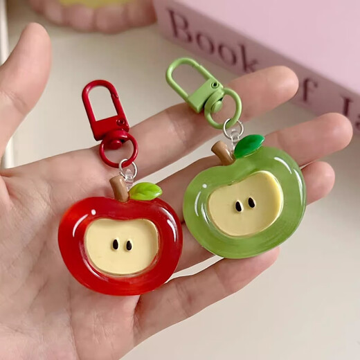 Keychain de pomme transparente douce et mignonne Cartoon Girl Heart Pendant Nouveau couple Accessoires Poldaline Pendants Coix Keychain - Orange