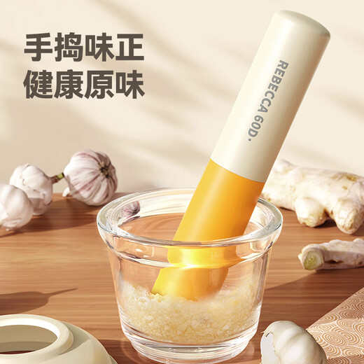 Onlycook glass garlic pounder garlic pounder manual garlic pounding garlic grinding jar household garlic pounding food supplement bowl garlic mortar glass garlic pounding machine - white with grinding dish