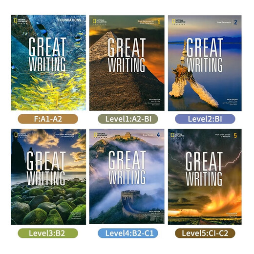 
Original imported National Geographic Great Writing F12345 level New version Fifth edition Junior High School Junior High School Writing Special Textbook Academic English Teaching English Advanced Tutorial Training Writing Guidance Fifth Edition Preparatory Level F Level Student Books