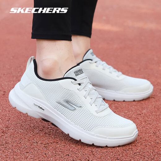 斯凯奇（Skechers）男鞋夏季新款黑武士网面透气跑步鞋子男轻便舒适减震运动鞋健步鞋 白色/黑色6625（一脚蹬） 40