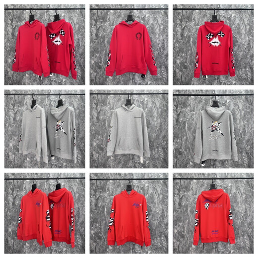 Crow Xinping ersetzt Chromehearts schwere Baumwollhöre Mattyboy Graffiti -Serie Sweatshirts in Stock Red Bfk7036 Red Bfk7036 Red Bfk s