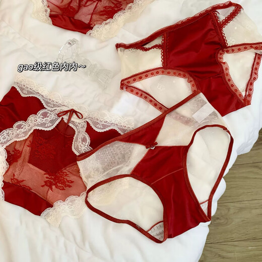 天启世纪安可拉红色内裤女结婚本命年缎面性感蕾丝美臀少女三角裤2025 1381#红 L 80-110