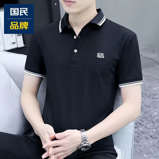 HLA致海澜之家同款丝光棉短袖T恤男商务polo.衫修身翻领上衣 5012-白色 M