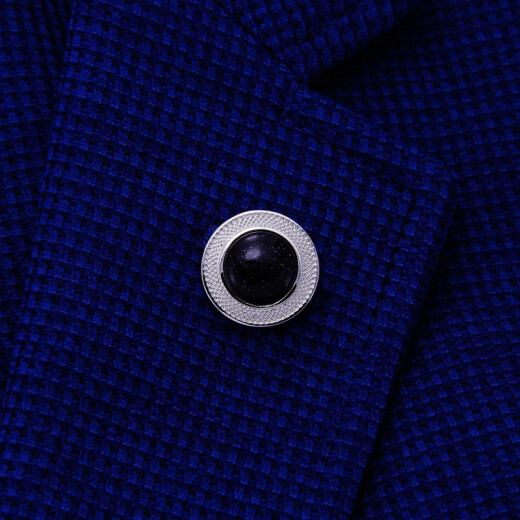 
ShiJUN (SHIJUN) retro men's brooch deep blue dark blue artificial starry sky stone collar pin suit suit pin brooch silver collar button XZ33 starry sky stone brooch cufflink set