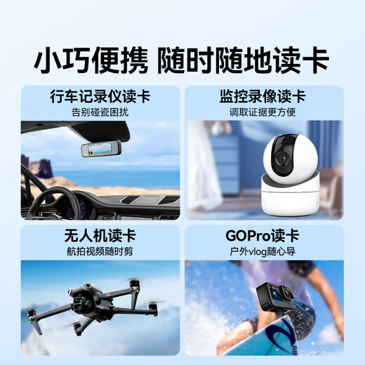 Shanze USB3.0/Type-C high-speed card reader SD/TF multi-function in one suitable for mobile phones/Apple 17/16/15 SLR cameras drone CCD monitoring memory card