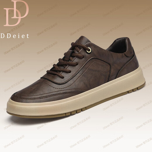 DDeiet brand men's shoes 2026 new style comfortable thick sole increased casual leather shoes men's sports versatile genuine leather sneakers for men brown brand men's shoes 41 (255mm) leather shoe size