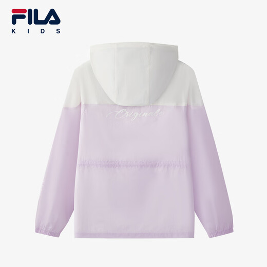 FILA Children's Sun Protection Clothing 2025 Autumn New Loose Hooded Woven Jacket for Girls, Middle and Large Children Cloud Mushroom White-WT 150