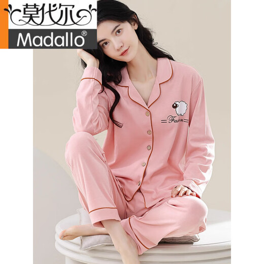 Pajamas modales para mujeres en primavera y otoño algodón puro de algodón largo 2025 nuevo cárdigan, algodón simple otoño e invierno ropa casual de ropa casera para mujeres PLD-M5588 9227 m [recomendado 80-100Jin [Jin iguala 0.5 kg] desgaste]