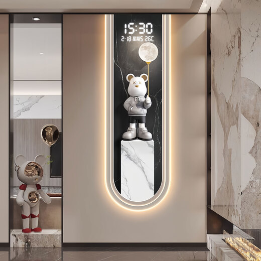 
MOJY perpetual calendar electronic display 2025 new vertical modern light luxury living room perpetual calendar electronic wall clock advanced time 14699 [with digital display mute clock] 60*180cmmled lamp plug-in remote control model [digital display