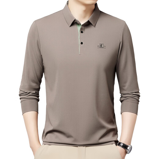 Specht 100 reine Baumwolle langärmelige T-Shirt-T-Shirt Herren mit mittleren Farben mit mittleren Farben im mittleren Farbpolor-Polo-Hemd und Herbst Free Base Top Long Sleeve 9918 Leichter Kaffee XL 175135-150jin [Jin gleich 0,5 kg]