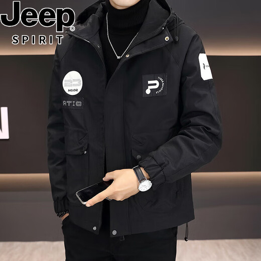 Jeep Spirit Jacket Men's más algodón engrosado a prueba de viento Integrado a prueba de agua 2025 nueva chaqueta de algodón a prueba de frío otoño y chaqueta de invierno verde militar verde más algodón-687 chaqueta en espesor M [95-110Jin [Jin equivale a aproximadamente 0.5 kg]]]