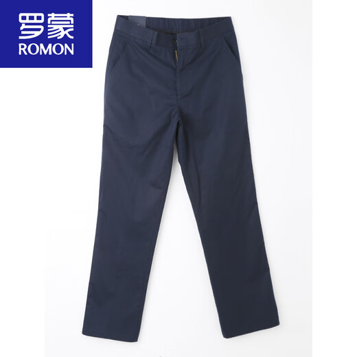 Pantalones casuales de hombres Romon Summer Fino puro algodón puro suelto de color sólido pantalones de negocios pantalones para hombres azul marino 6625-1 36