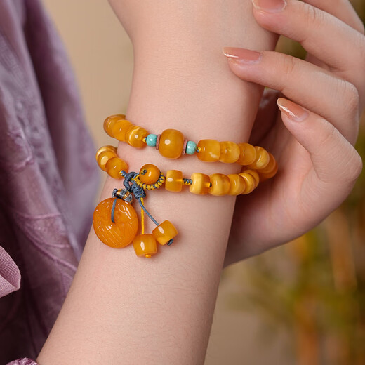 Dara Russian old beeswax straight-cut bracelet inlaid with pearls and turquoise bracelet for men and women, Chinese Valentine's Day gift for girlfriends