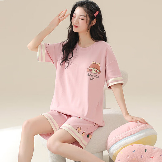 Aifangniao (Aifangniao) Pajamas para niños grandes de 12 a 15 años para mujeres en verano delgada algodón de algodón puro pantalones cortos de ropa para estudiantes.
