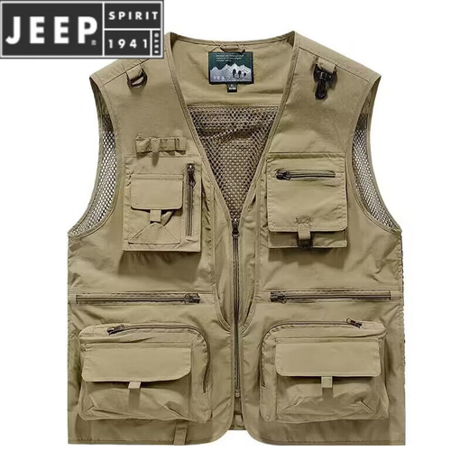 JEEP SPIRIT Spring and Summer Men's Shield Vest Vest Workwear Loose Outdoor Fishing Photographer Vest Workwear 7898 Black S 90-100Jin [Jin equals 0.5 kg]