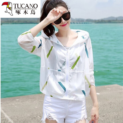 Woodpecker sunscreen clothes for women 2025 summer new Korean version small loose and versatile student sunscreen clothes thin short jacket Pink blue plaid without pocket S recommended 70-85 Jin [Jin equals 0.5 kg]