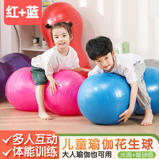 oein瑜伽球花生球儿童感统训练器材平衡大龙健身球孕妇按摩家用防爆 红色花生球+气筒