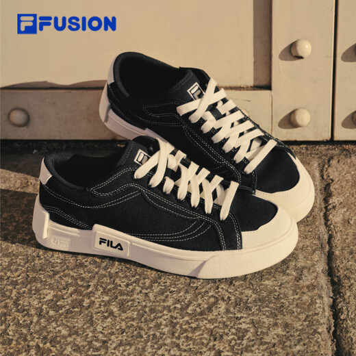 FILA FUSION斐乐男鞋潮牌板鞋情侣运动鞋休闲鞋经典帆布鞋男女鞋 黑色-BK 情侣款 42.5