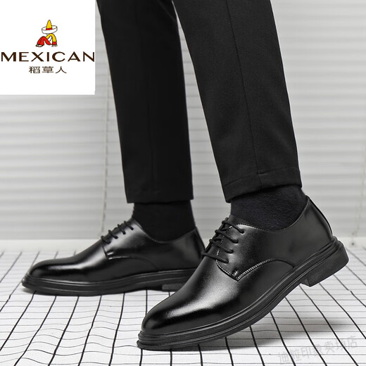 Espantapájaros (mexicano) Ligero de lujo Autumn and Winter Men's Shoes for Business Formal Leather Shoes más Velvet Highen Traje Casual Sure