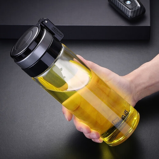 Heenoor glass cup thickened single-layer heat-resistant filter tea cup large portable water cup men's car cup casual cup 6076-695 ml none