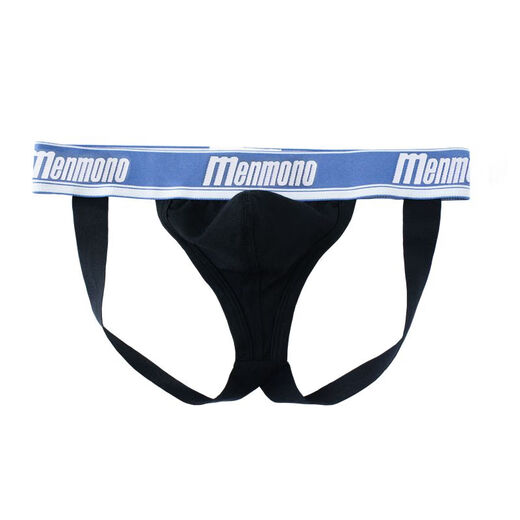 Tserekle 2-pack men's double-butt underwear pure cotton low-waist sexy butt-lifting gun bullet separation U-convex sports trendy thong black + dark blue M