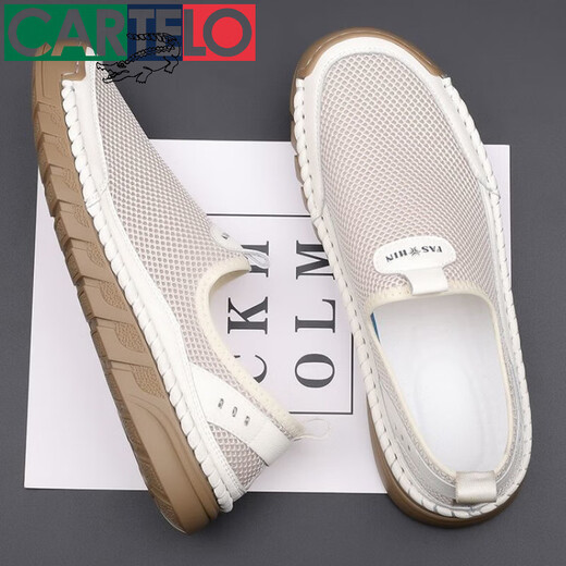 Cartelo sommer atmungsaktive Herren -Netzschuhe Sandalen neue Hohlschuhe Mesh Schuhe Unglücks lässige Outdoor Hollow Herrenschuhe 9196 Weiß Neues Produkt Promotion 42