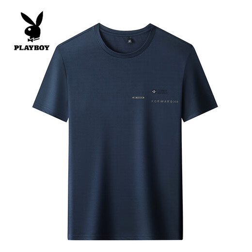 Playboy (Playboy) Футболка с короткими рукавами шелковой грудью на шелковом шелке на лете 2025 г. Новый свободный круглый полейный лед с половиной рукава. Шелковая футболка топ 9898 Black L 170 Предложение 120-135JIN [JIN равно 0,5 кг]