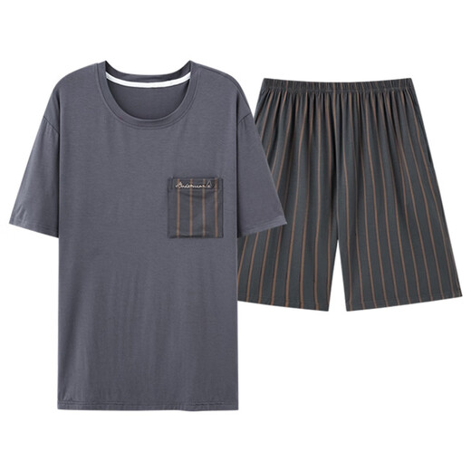 
Yalu pajamas men's summer short-sleeved summer style modal thin style teenagers can wear summer men's home clothing suit QDM3519# L