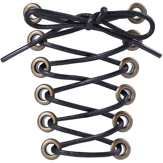 Leather shoe laces waxed round black thin shoelace rope men's and women's Martin boots business casual British long and short black-1 pair 60CM