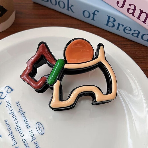 Zan Yingmei 2025 new medium-sized high-end gripping clip for women, simple design, wavy shark clip, hairpin clip for back of head, yellow coffee color puppy gripping clip, 1 piece