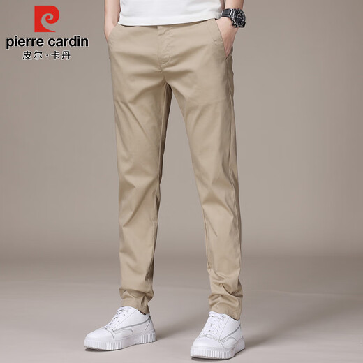 Pierre Cardin Casual Hosen Herren Sommerdünne Modemarke Business -Hosen Herren Baumwoll Elastizität Slim Long Hosen Herrenkleidung Khaki 32