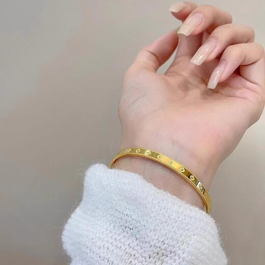 CAOX gold-plated women's bracelet new 18k gold classic four-leaf clover bracelet solid temperament bracelet 999 for girlfriend 6mm58