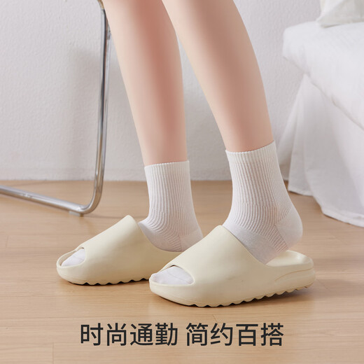 Caramella 2025 new socks for women in summer 100% cotton 7A antibacterial mid-calf socks for women breathable sweat-absorbent light sports socks pure cotton 7A antibacterial mid-calf women's socks - white * 5 one size fits all (recommended size 35-39)