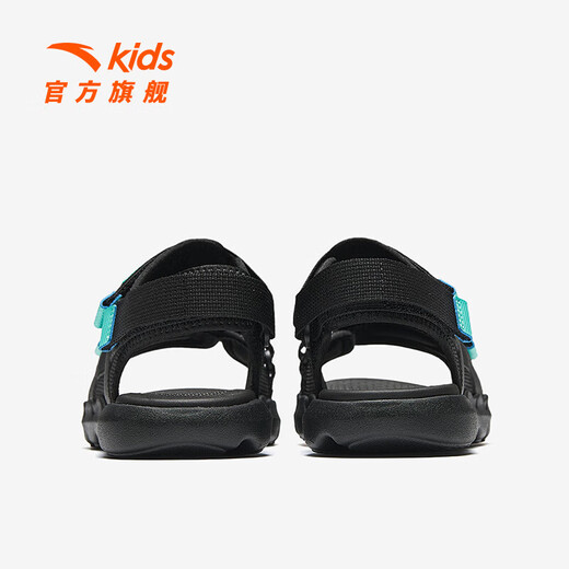 ANTA children's sandals, boys' shoes, 25-year summer comfortable outdoor student open-toe beach shoes, black/clear blue-1 34