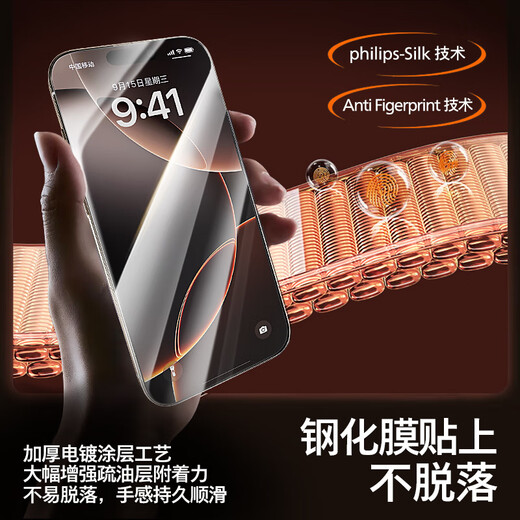Philips is suitable for Apple 16promax tempered film iphone16promax mobile phone film high-definition coverage explosion-proof anti-fingerprint full screen dust-free compartment seconds earpiece dust-proof protective film