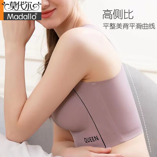 Ropa interior deportiva modal sin trazadas para mujeres, estilo de choque de gran tamaño y anti-sagging delgada, sin soporte de anillo de acero, hermoso y par de sujetadores de seno, azul real + rojo grande M, recomendado, 90-100 Jin [Jin equivale a 0.5 kg] 75BCD