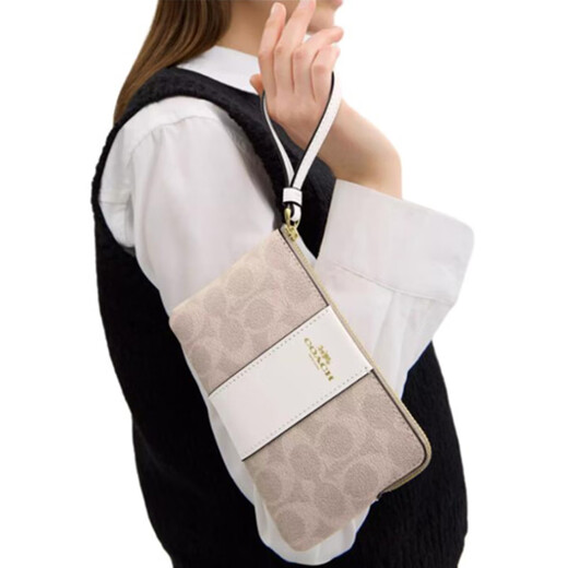 Entraîneur (entraîneur) Sac féminin, sac d'embrayage à fermeture éclair pour femmes, sac de poignet, petite amie CW854 Couleur de pâte de haricot blanc imxdm