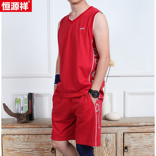 Hengyuanxiang Sans manchons T-shirt Suisse de sport pour hommes Coton pur mince grande taille Running Derying Jersey Blue Ball Uniforme Impression à séchage rapide Bleu moyen 757 L