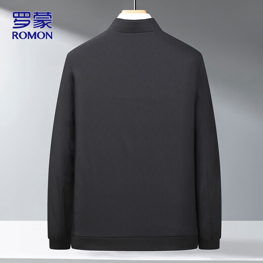 ROMON Jacket Men's Autumn and Winter Business Stand Collar Jacket Men's Casual Top Dad's Wear Professional Wear Shrimp Blue XL
