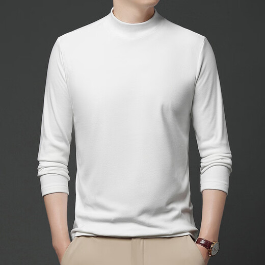 Dy Shirt de base en velours allemand double face T-shirt à manches longues à manche à manches longues et au sommet d'automne Sous-vêtements épais hommes chauds hommes 9901 / brume bleu M