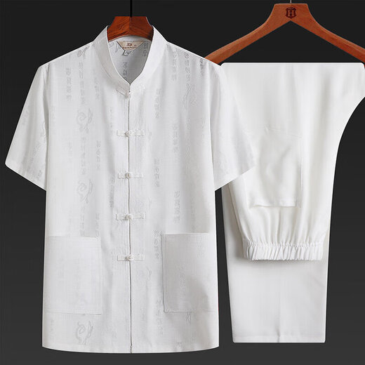 
Cotton and linen Tang suit men's father short-sleeved suit Chinese style thin style middle-aged and elderly linen grandfather summer clothes elderly clothes 20503-Y31 [short-sleeved suit] gray XL /41/175 [130-150Jin [Jin equals 0.5 kg] wear]