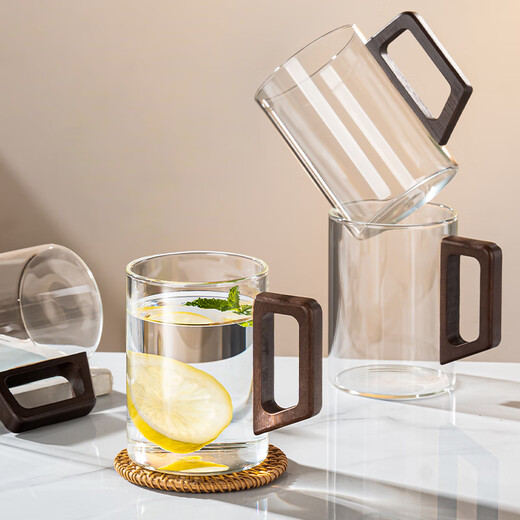 Flower language four seasons high borosilicate glass cold water kettle, high temperature resistant cold water bucket household set, large capacity solid wood lid with faucet beverage bucket, wooden lid bucket 3.6L + base