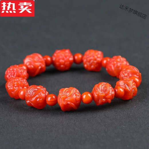 Dahemeng Hong Kong and Macao light luxury high-end quality raw mineral cherry red Nanhong accessories small barrel beads Buddha head separated beads lion awakening bracelet 1-Nanhong separated beads 12.3X7.5mm through hole