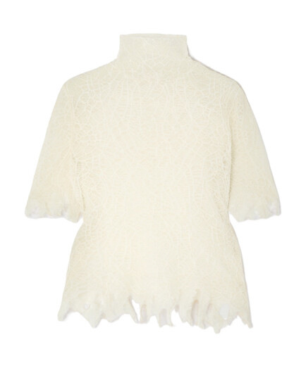 Alexander McQueen 25SS 破洞混纺蕾丝高领毛衣 女士 图色829306Q1BC9 20 |    S