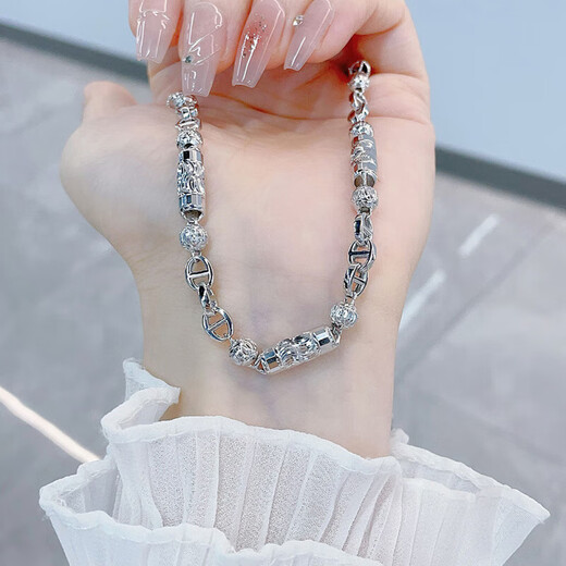 Laomiao platinum necklace men's pt950 platinum round bead pig nose necklace birthday Chinese Valentine's Day gift for boyfriend and husband, about 45.56g - chain length 62m